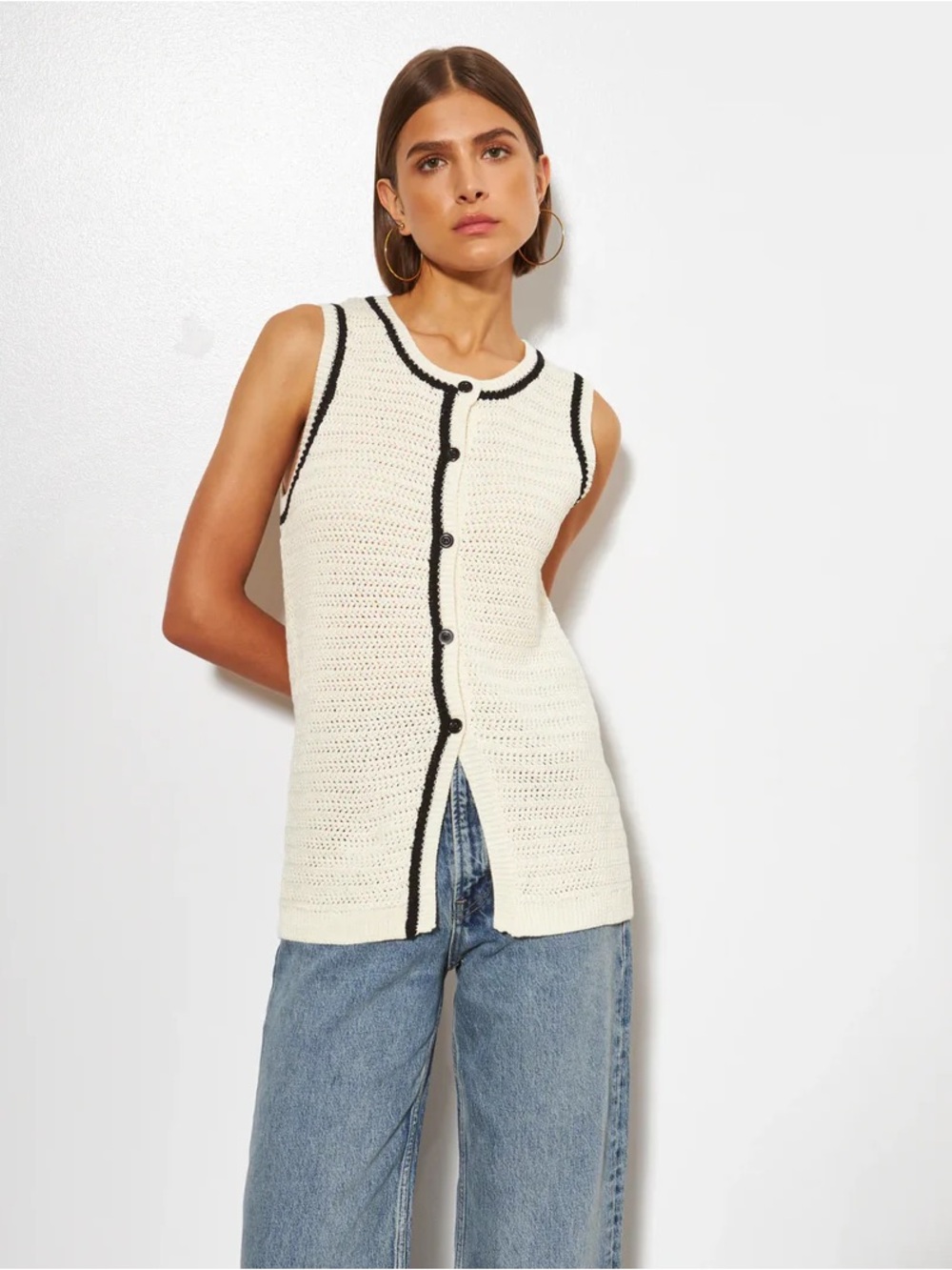 LINE Knitwear - Mia -Knit Vest Top in Pebbled Shore